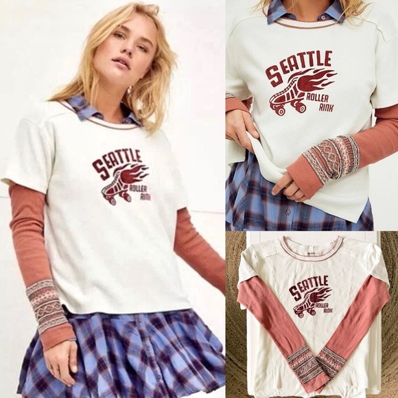 For The Love Of Geo Roller Rink Top by Free People Jeweled Cuffs - Picture 1 of 6